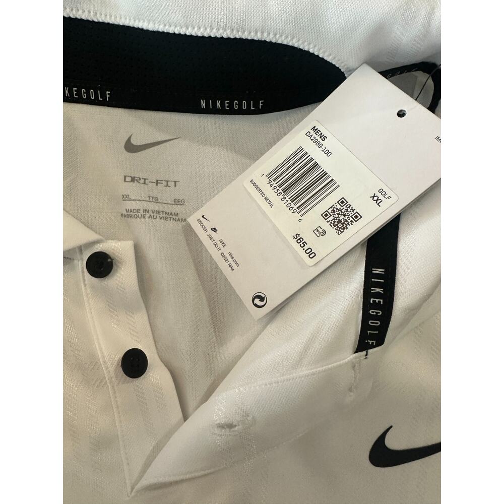NWT Nike Men’s Dri-Fit Vapor Plaid Golf Polo White & Black DA2969-100 XXL 2XL - Picture 5 of 11